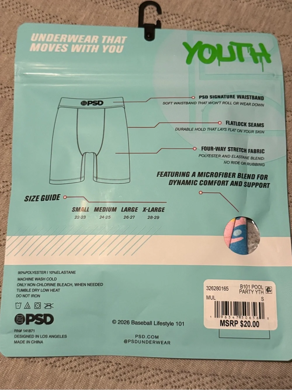 PSD x BL101 POOL PARTY Boxer Briefs Small Baseball Lifestyle 101 LIMITED!